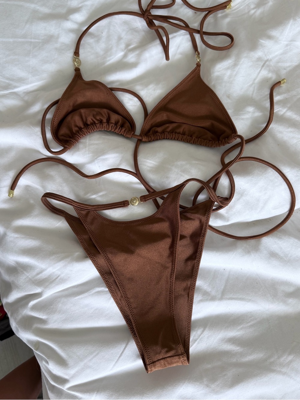 Brown Triangle String Bikini - Women Swim Bikini